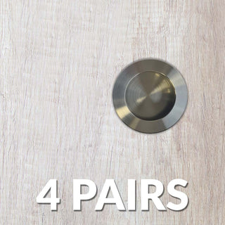 Image: Four Pairs of Anniston 50mm Sliding Door Round Flush Pulls - Satin Stainless Steel