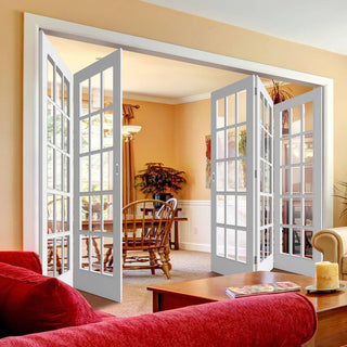 Image: Five Folding Doors & Frame Kit - SA 15 Pane 3+2 - Clear Glass - White Primed