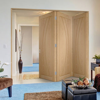 Image: Three Folding Doors & Frame Kit - Salerno Oak Flush 3+0 - Prefinished
