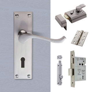 Image: External DL54 Victorian Scroll Lever Stable Door Handle Pack - Chrome Finish