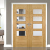 Bespoke Seville 4L Glazed Oak Internal Door Pair - Prefinished