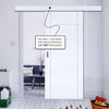 Single Sliding Door & Wall Track - Seville White Primed Flush Door