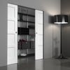 Shaker 4P Absolute Evokit Double Pocket Doors - White Primed
