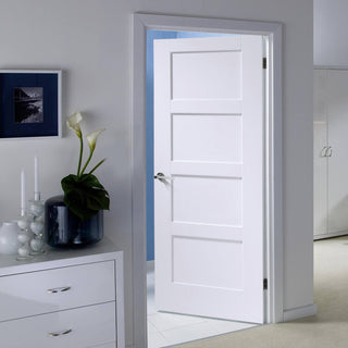 Image: White Fire Door, Shaker 4P Door - 1/2 Hour Rated - White Primed