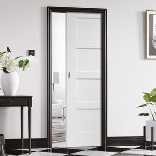 Image: Shaker 4P Single Evokit Pocket Door - White Primed