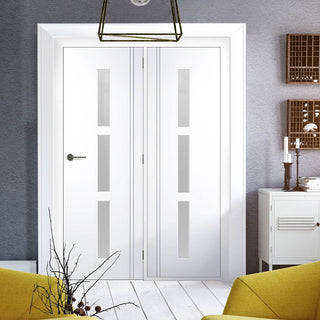 Image: Room Divider - Sierra Blanco - Frosted Glass White Painted Door with Single Side