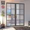 Perth 8 Pane Solid Wood Internal Door Pair UK Made DD6318G - Clear Glass - Eco-Urban® Stormy Grey Premium Primed