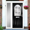 Premium Composite Front Door Set with One Side Screen - Snipe 1 Laptev Black Glass - Shown in Black