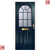 Premium Composite Front Door Set - Snipe 1 Geo Bar Cotswold Glass - Shown in Blue
