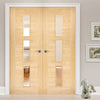 Bespoke Sofia 3L Oak Door Pair - Clear Glass - Prefinished