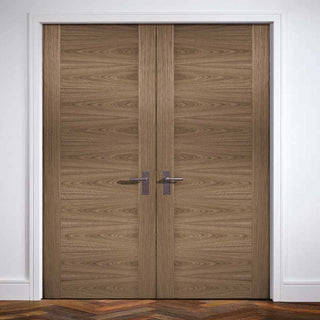 Image: Sofia Walnut Veneer Fire Door Pair - 1/2 Hour Fire Rated - Prefinished