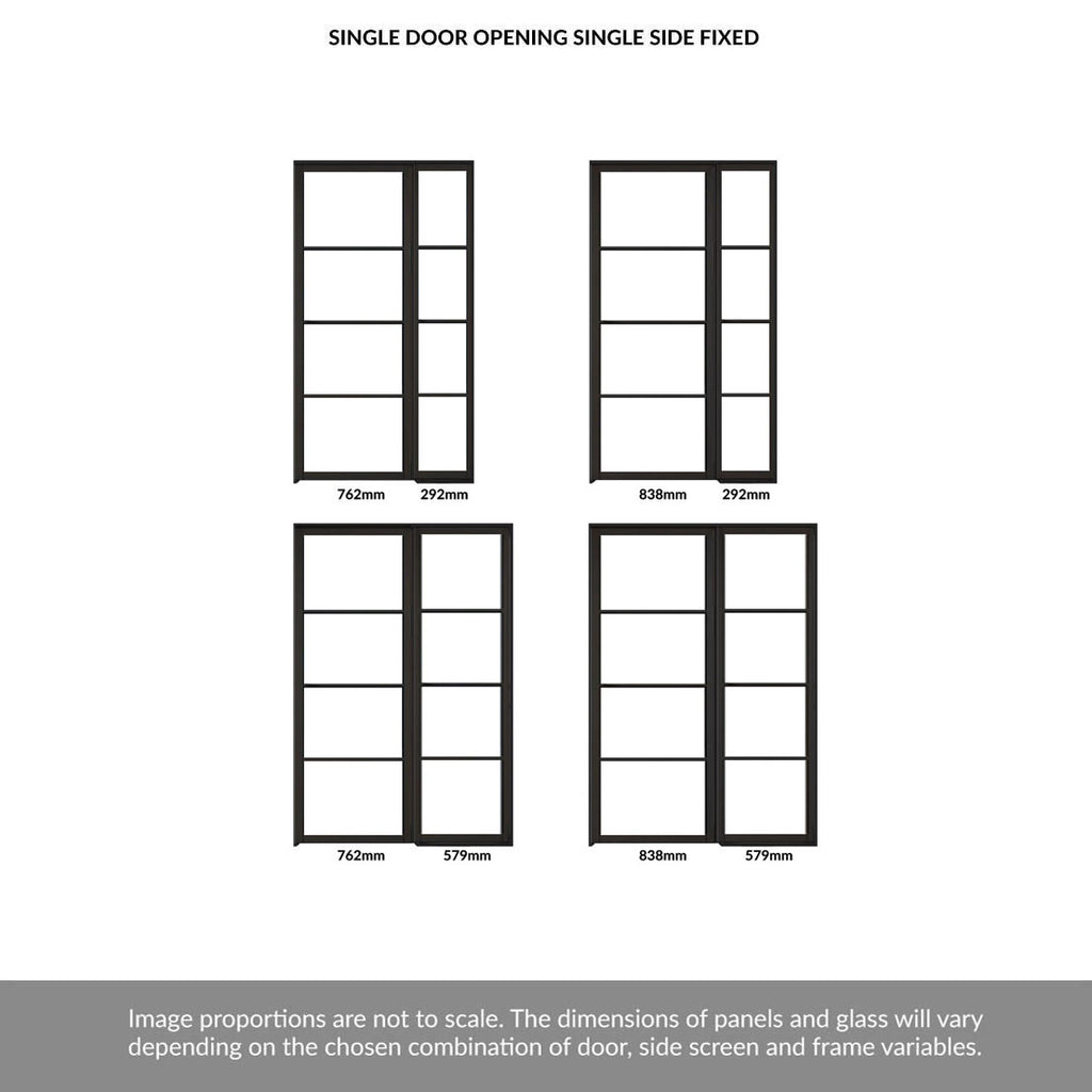 ThruEasi Room Divider Soho 4 Pane Black Primed Clear Glass Unfinishe