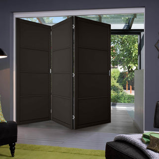 Image: Three Folding Doors & Frame Kit - Soho 4 Panel 3+0 - Black Primed
