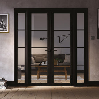 Image: W6 Soho Room Divider Door & Frame Kit - Clear Glass - Black Primed - 2031x1904mm Wide