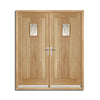 Suffolk Oak External Double Door and Frame Set - Frosted Double Glazing