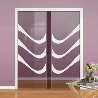 Image: Temple 8mm Clear Glass - Obscure Printed Design - Double Evokit Pocket Door