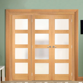 Image: Room Divider - Contemporary Oak Double Doors Frosted Glass Prefinished Double Doors with Single Side