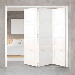 Image: Three Folding Doors & Frame Kit - Coventry Shaker 3+0 - White Primed