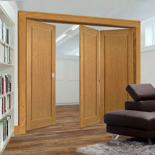 Image: Three Folding Doors & Frame Kit - Walden Oak 2+1 - Unfinished