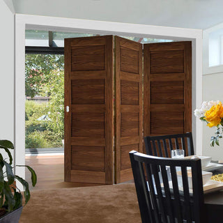 Image: Three Folding Doors & Frame Kit - Coventry Walnut Shaker 3+0 - Prefinished