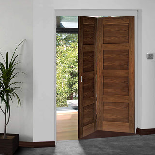 Image: Two Folding Doors & Frame Kit - Coventry Walnut Shaker 2+0 - Prefinished