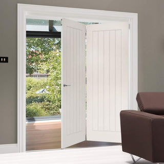 Image: Two Folding Doors & Frame Kit - Ely 2+0 - White Primed