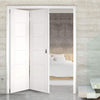 Two Folding Doors & Frame Kit - Pamplona Flush 2+0 - White Primed