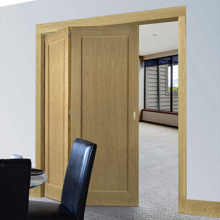 Image: Two Folding Doors & Frame Kit - Walden Oak 2+0 - Unfinished