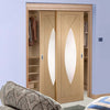 Bespoke Thruslide Pesaro Oak Glazed 2 Door Wardrobe and Frame Kit - Prefinished