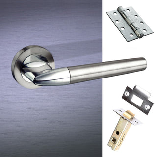 Image: Toulon Mediterranean Fire Lever on Rose - Satin Nickel - Polished Chrome Handle Pack