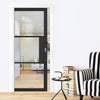 Tribeca 3 Pane Black Prefinished Single Evokit Pocket Door - Clear Glass