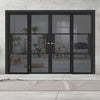 Room Divider - Tribeca 3 Pane Black Tinted Glass Prefinished Double Doors with Double Sides