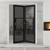 Two Folding Doors & Frame Kit - Tribeca 3 Pane Black Primed 2+0 - Tinted Glass