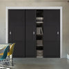 Three Sliding Maximal Wardrobe Doors & Frame Kit - Tribeca 3 Panel Black Painted Door - Prefinished