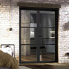 Tribeca 3 Pane Black Painted Internal Door Pair - Clear Glass - Prefinished