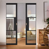 Tribeca 3 Pane Black Prefinished Absolute Evokit Double Pocket Door - Clear Glass