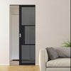 Tribeca 3 Pane Black Prefinished Absolute Evokit Single Pocket Door - Tinted Glass