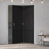 Two Folding Doors & Frame Kit - Tribeca 3 Panel Black Painted 2+0 - Prefinished
