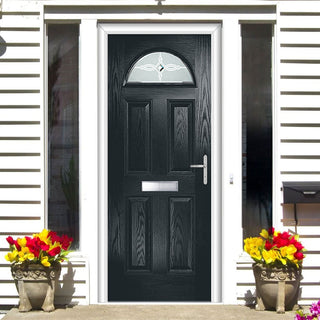Image: Premium Composite Front Door Set - Tuscan 1 Pusan Glass - Shown in Anthracite Grey