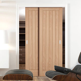 Image: Two Sliding Maximal Wardrobe Doors & Frame Kit - Belize Oak Door - Unfinished