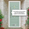 Aruba 3 Urban Style Composite Front Door Set with Laptev Green Glass - Shown in Chartwell Green