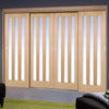 Minimalist Wardrobe Door & Frame Kit - Four Utah 3 Pane Oak Doors - Frosted Glass - Unfinished