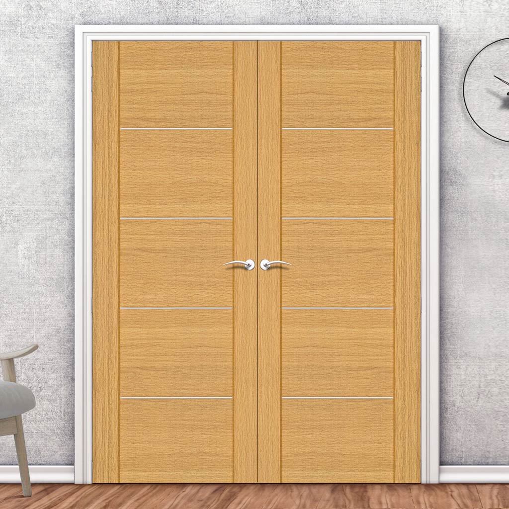 Valencia Flush Oak Internal Door Pair - Prefinished