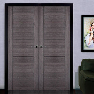 Image: Bespoke Vancouver Ash Grey Door Pair - Prefinished