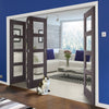 Four Folding Doors & Frame Kit - Vancouver 4 Pane Ash Grey 3+1 - Clear Glass - Prefinished