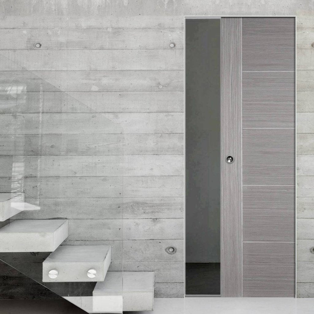 Light Grey Vancouver Absolute Evokit Single Pocket Doors - Prefinished