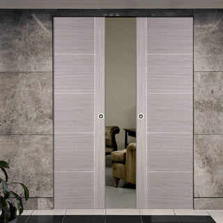 Image: Light Grey Vancouver Absolute Evokit Double Pocket Doors - Prefinished