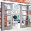 Double Sliding Door & Wall Track - Vancouver Light Grey Doors - Clear Glass - Prefinished