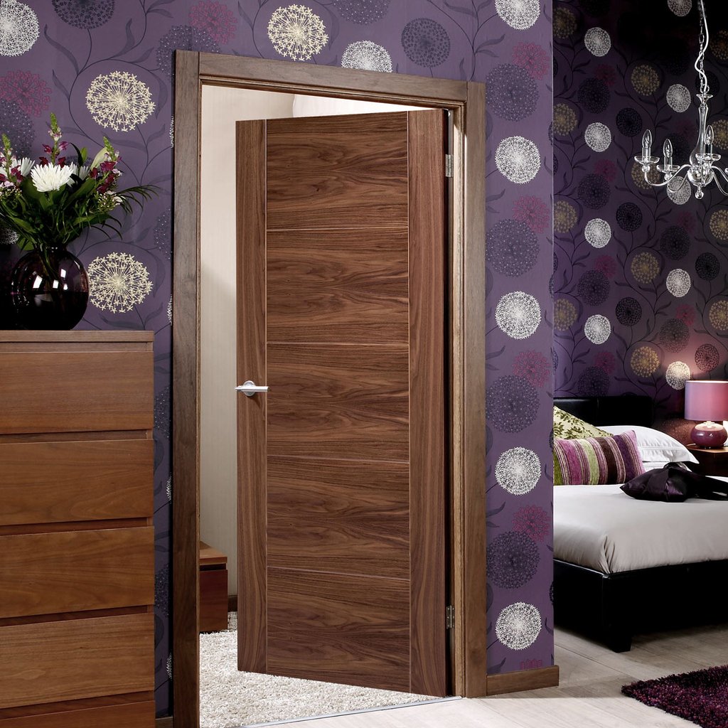 Modern style walnut interior door