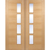 Vancouver Oak 4 Pane Door Pair - Clear Glass Offset - Prefinished